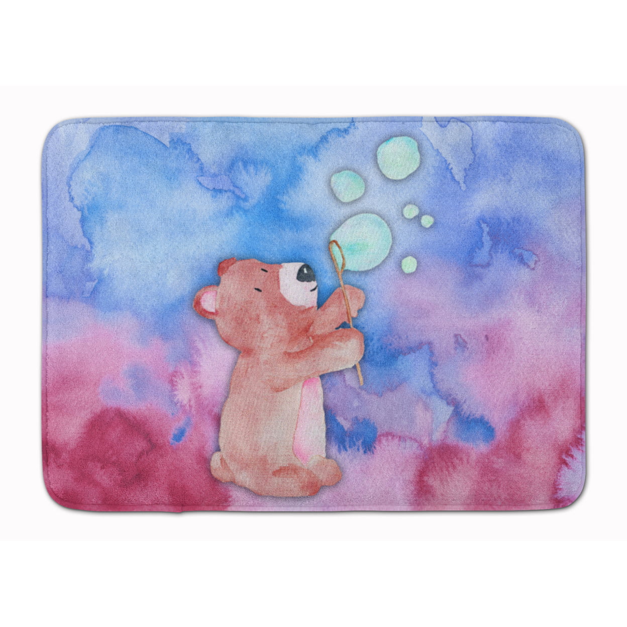 BB7347RUG Bear & Bubbles Watercolor Machine Washable Memory Foam Mat