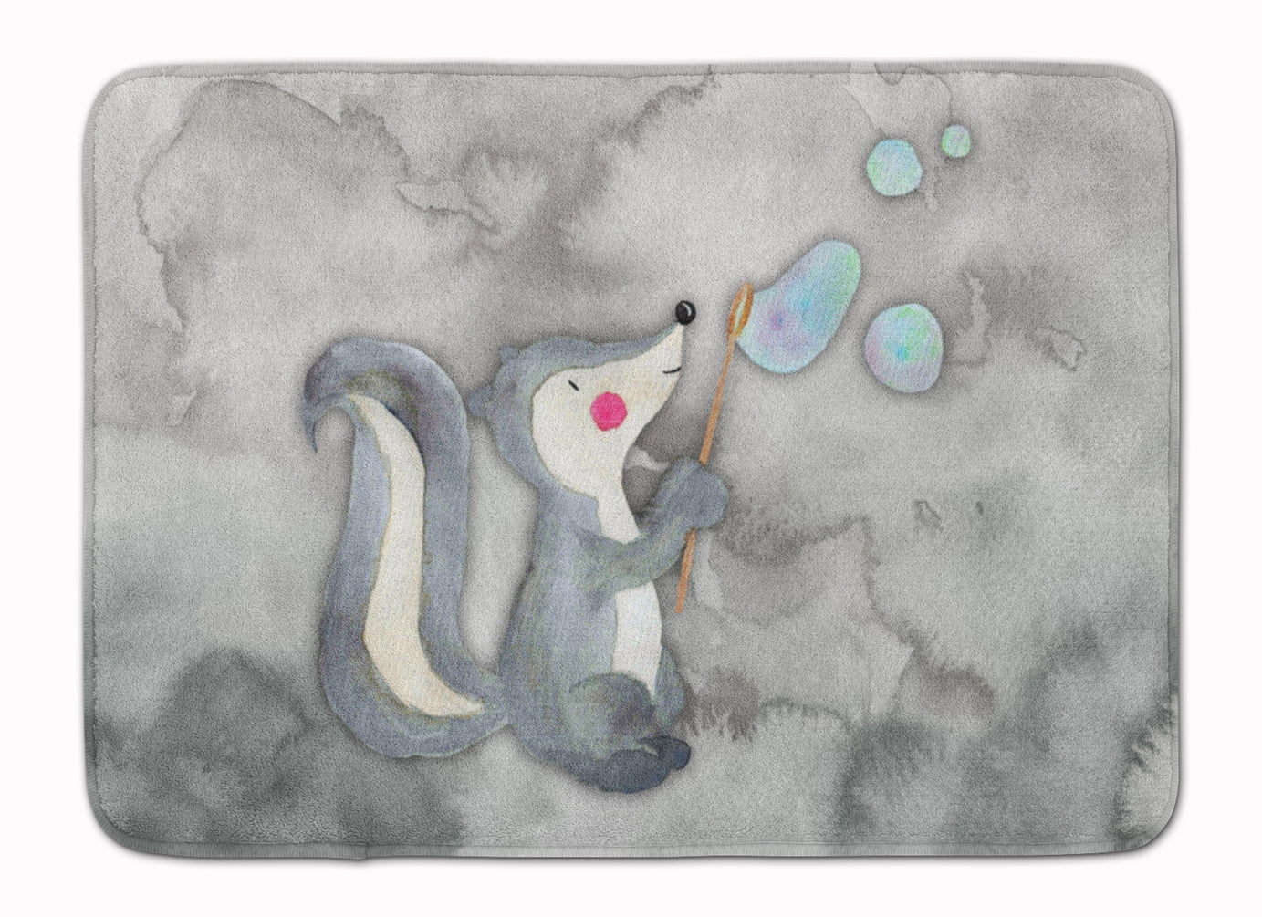 BB7352RUG Skunk & Bubbles Watercolor Machine Washable Memory Foam Mat
