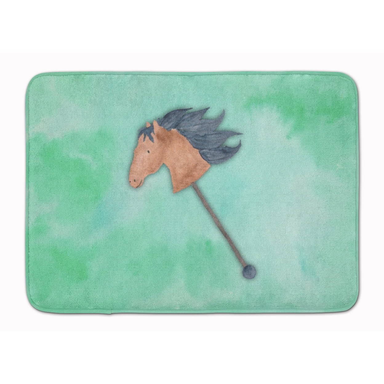 BB7366RUG Stick Horse Watercolor Machine Washable Memory Foam Mat