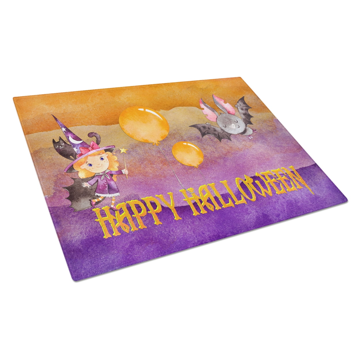 Halloween Little Witch & Bat Glass Cutting Board - Large