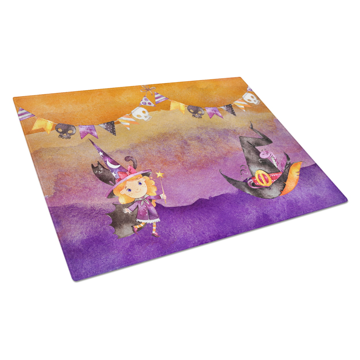 Halloween Little Witch Party Glass Cutting Board - Large