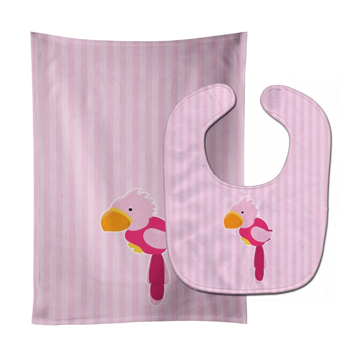 Pirate Parrot Pink Baby Bib & Burp Cloth