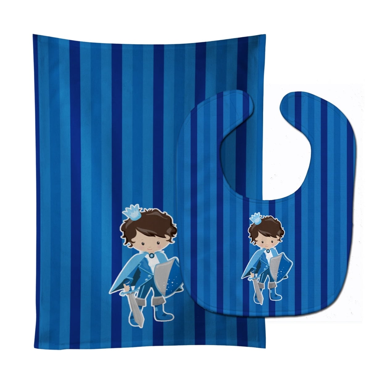 Prince Charming Brunette Baby Bib & Burp Cloth
