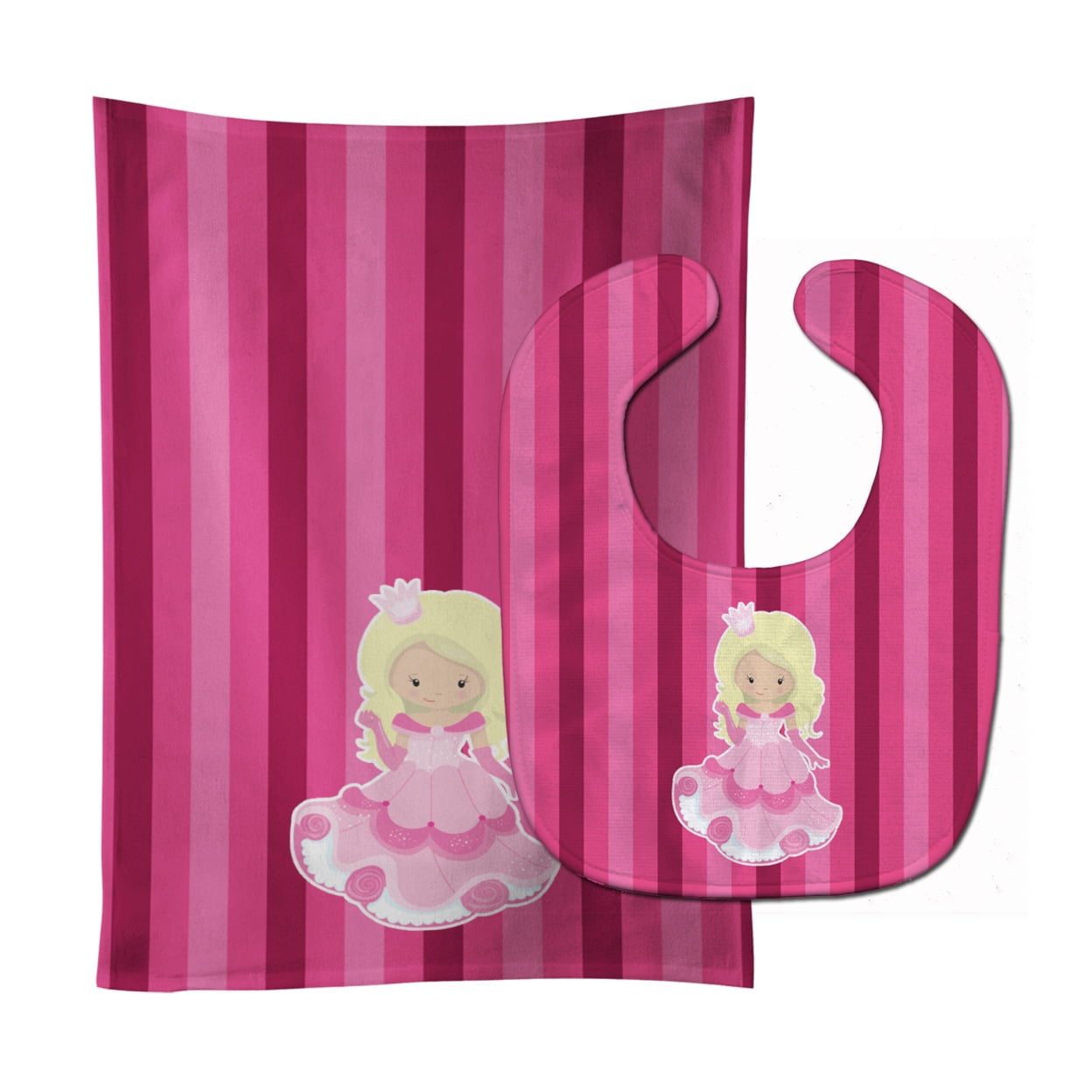 Princess Blonde Baby Bib & Burp Cloth