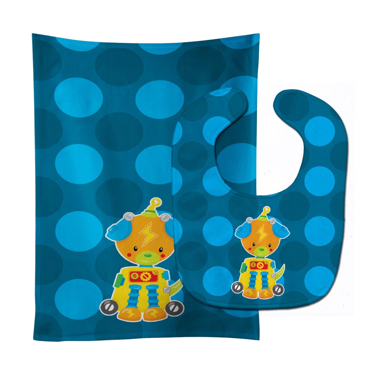 Robot Dog Baby Bib & Burp Cloth