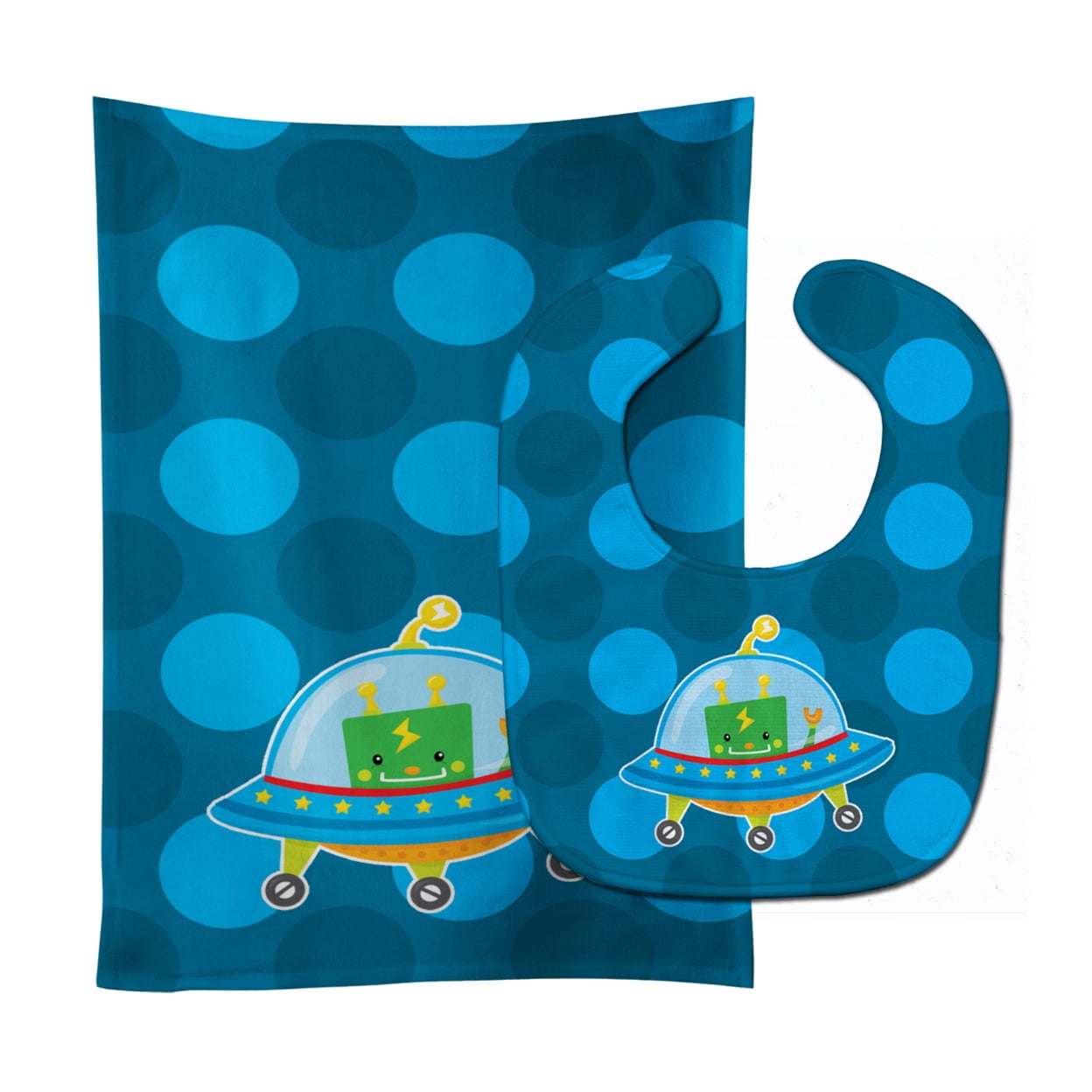 Robot Spaceship Baby Bib & Burp Cloth