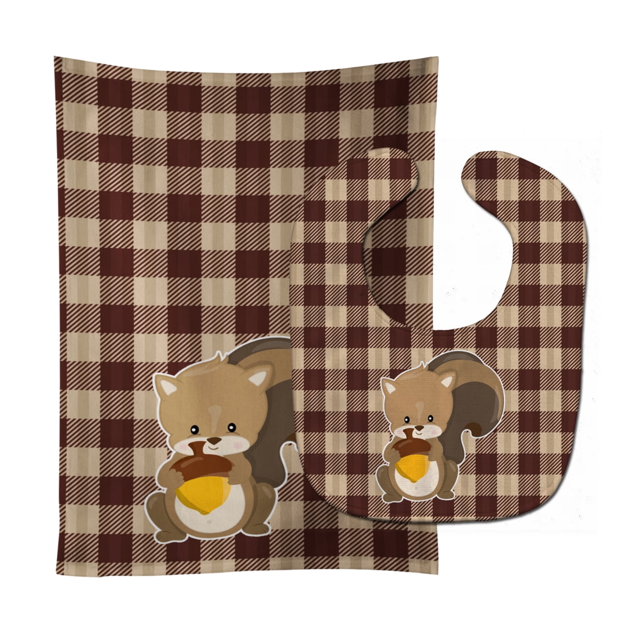 Squirrel Baby Bib & Burp Cloth