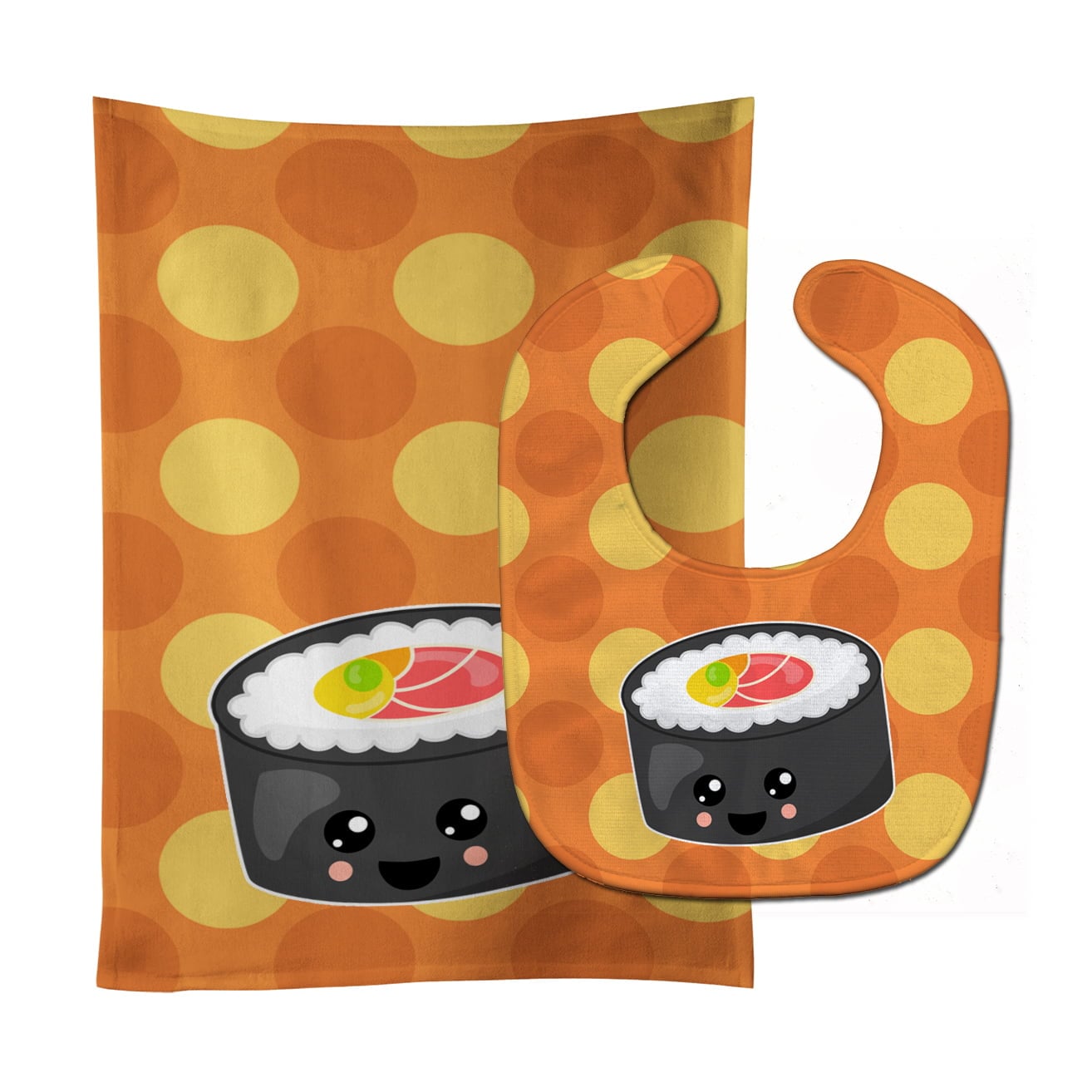 Sushi Roll With Face Baby Bib & Burp Cloth