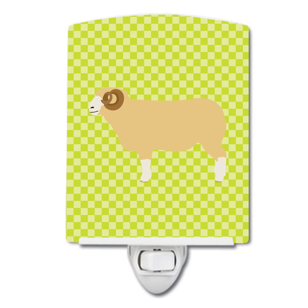 Horned Dorset Sheep Green Ceramic Night Light