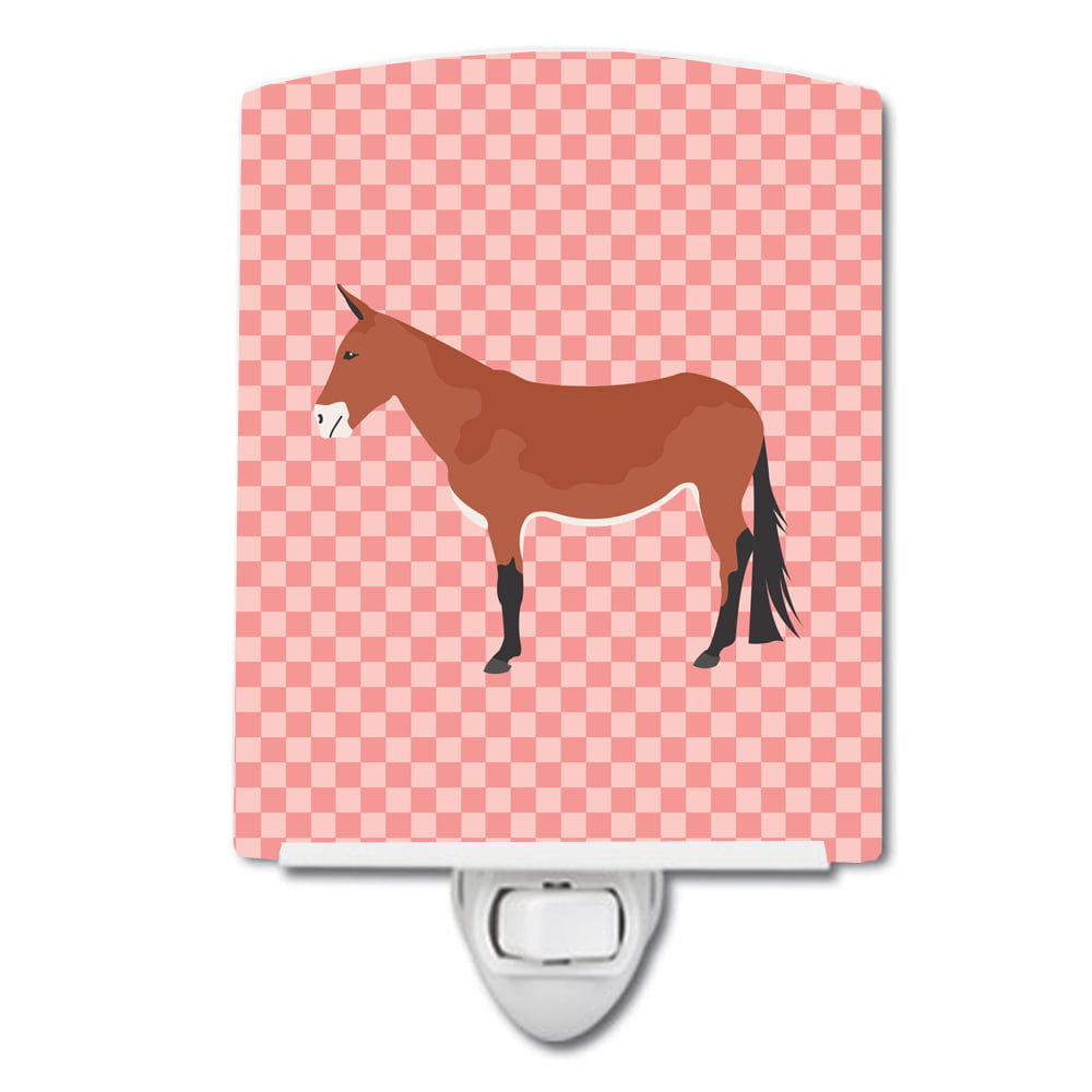BB7845CNL Mule Pink Check Ceramic Night Light
