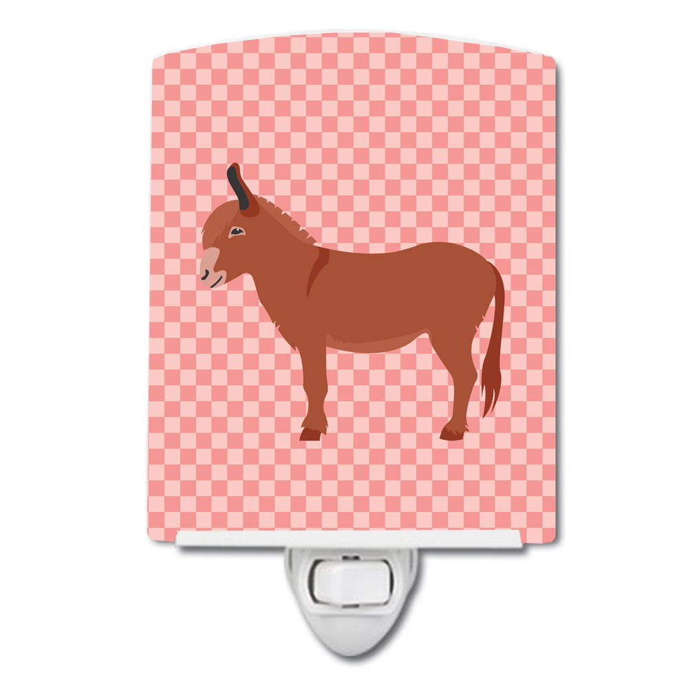 BB7848CNL Irish Donkey Pink Check Ceramic Night Light