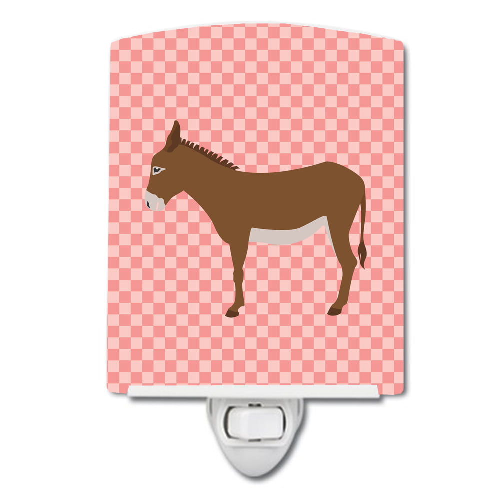 BB7849CNL Cotentin Donkey Pink Check Ceramic Night Light