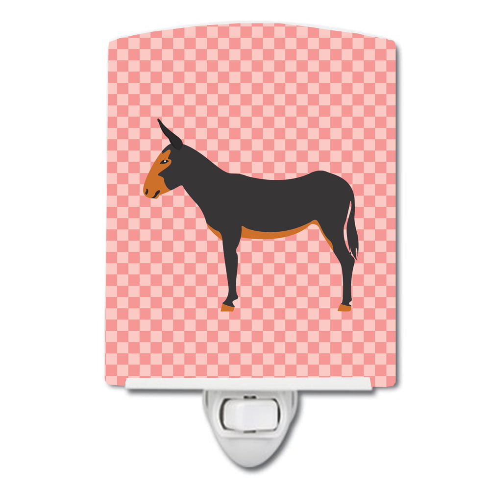 BB7855CNL Catalan Donkey Pink Check Ceramic Night Light