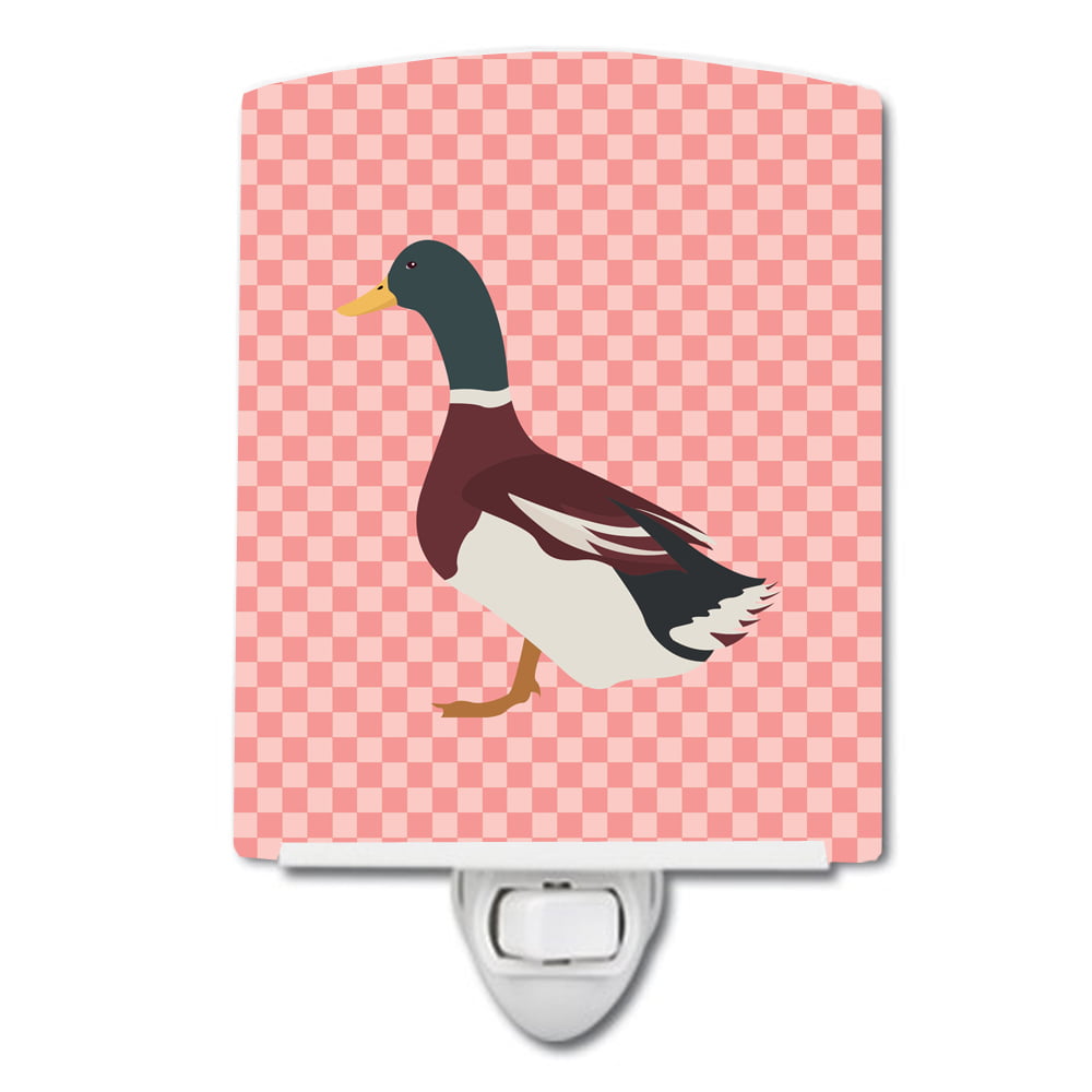 BB7856CNL Rouen Duck Pink Check Ceramic Night Light