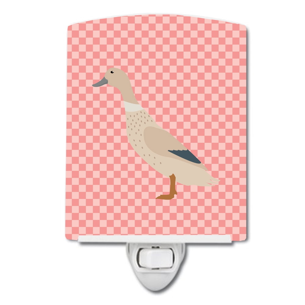 BB7858CNL West Harlequin Duck Pink Check Ceramic Night Light