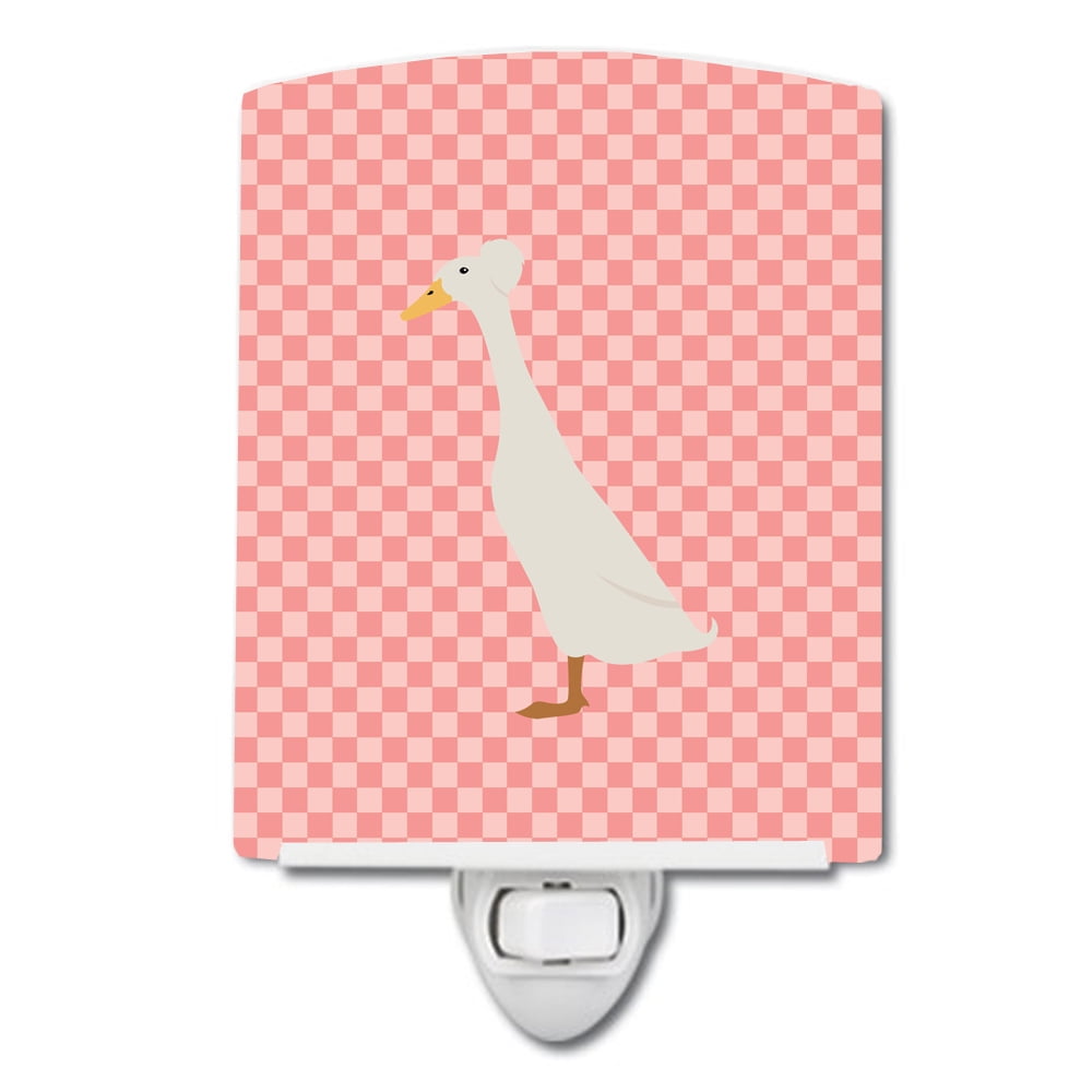 BB7859CNL Bali Duck Pink Check Ceramic Night Light