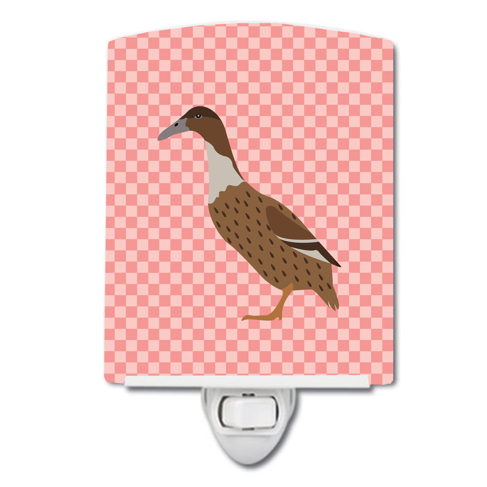 BB7861CNL Dutch Hook Bill Duck Pink Check Ceramic Night Light