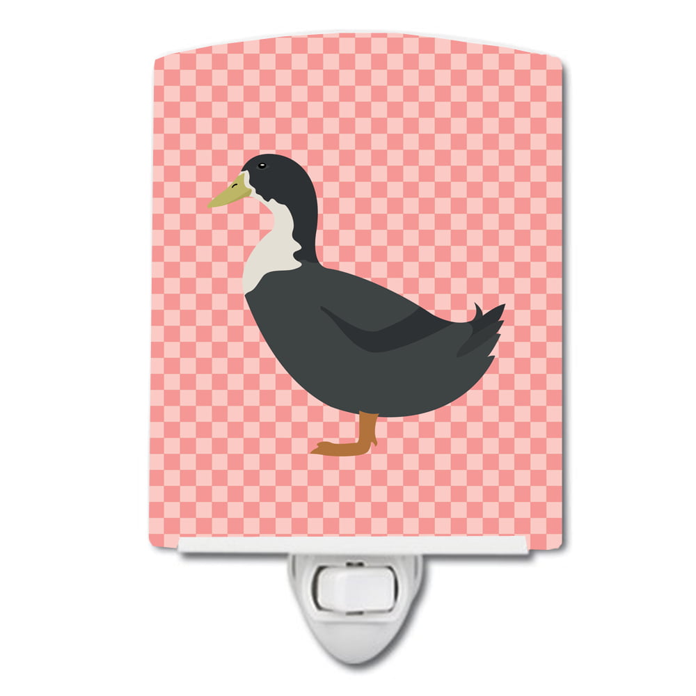 Blue Swedish Duck Pink Check Ceramic Night Light