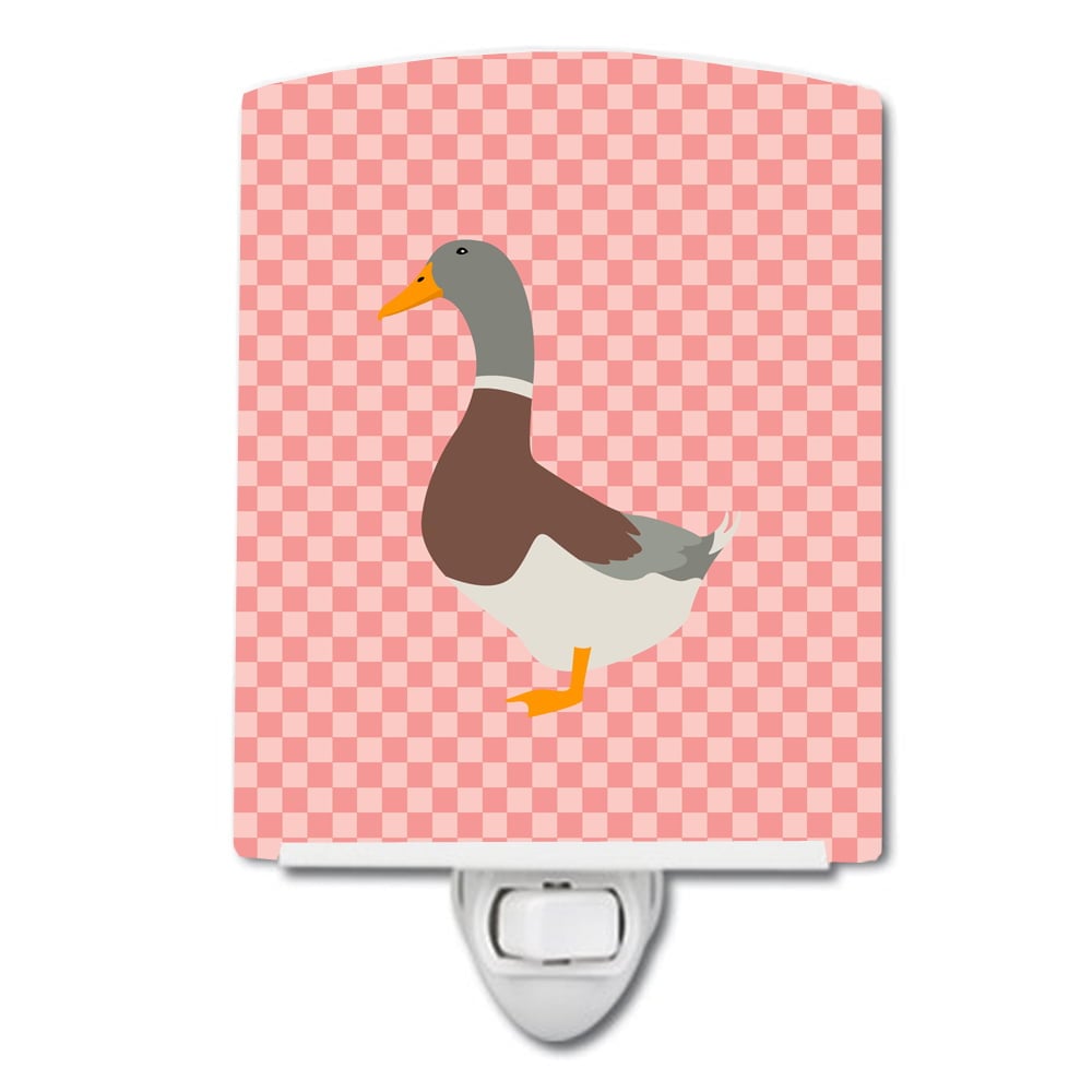 Saxony Sachsenente Duck Pink Check Ceramic Night Light
