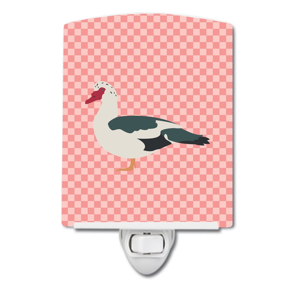 Muscovy Duck Pink Check Ceramic Night Light