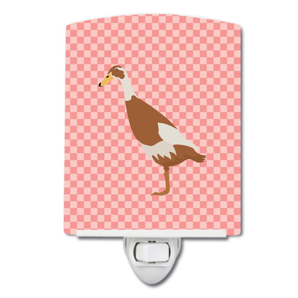 BB7865CNL Indian Runner Duck Pink Check Ceramic Night Light