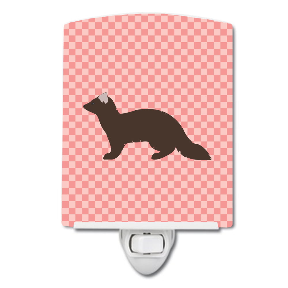 BB7869CNL Sable Marten Pink Check Ceramic Night Light