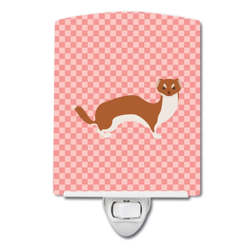 BB7870CNL Weasel Pink Check Ceramic Night Light