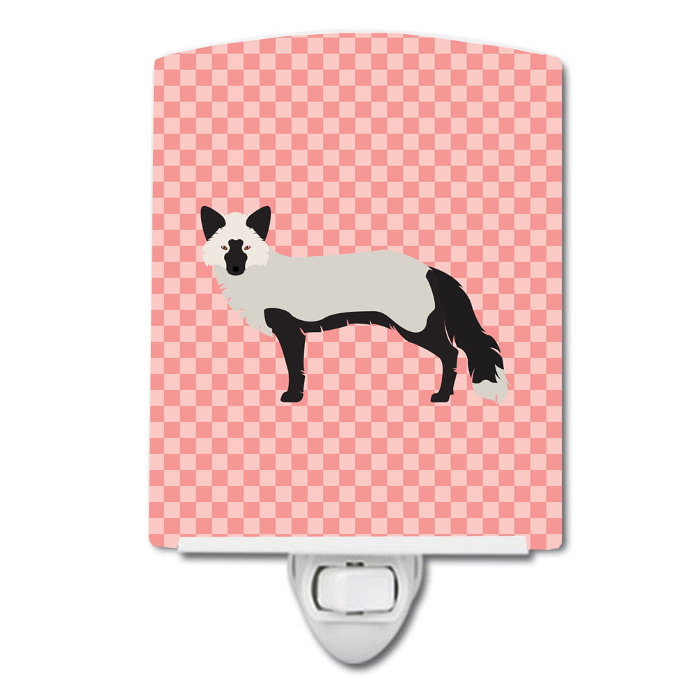 BB7871CNL Silver Fox Pink Check Ceramic Night Light