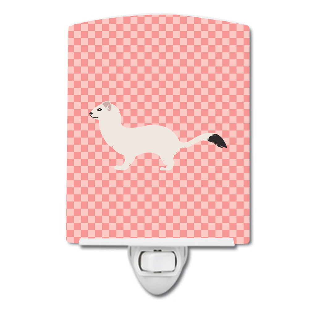 Stoat Short-tailed Weasel Pink Check Ceramic Night Light