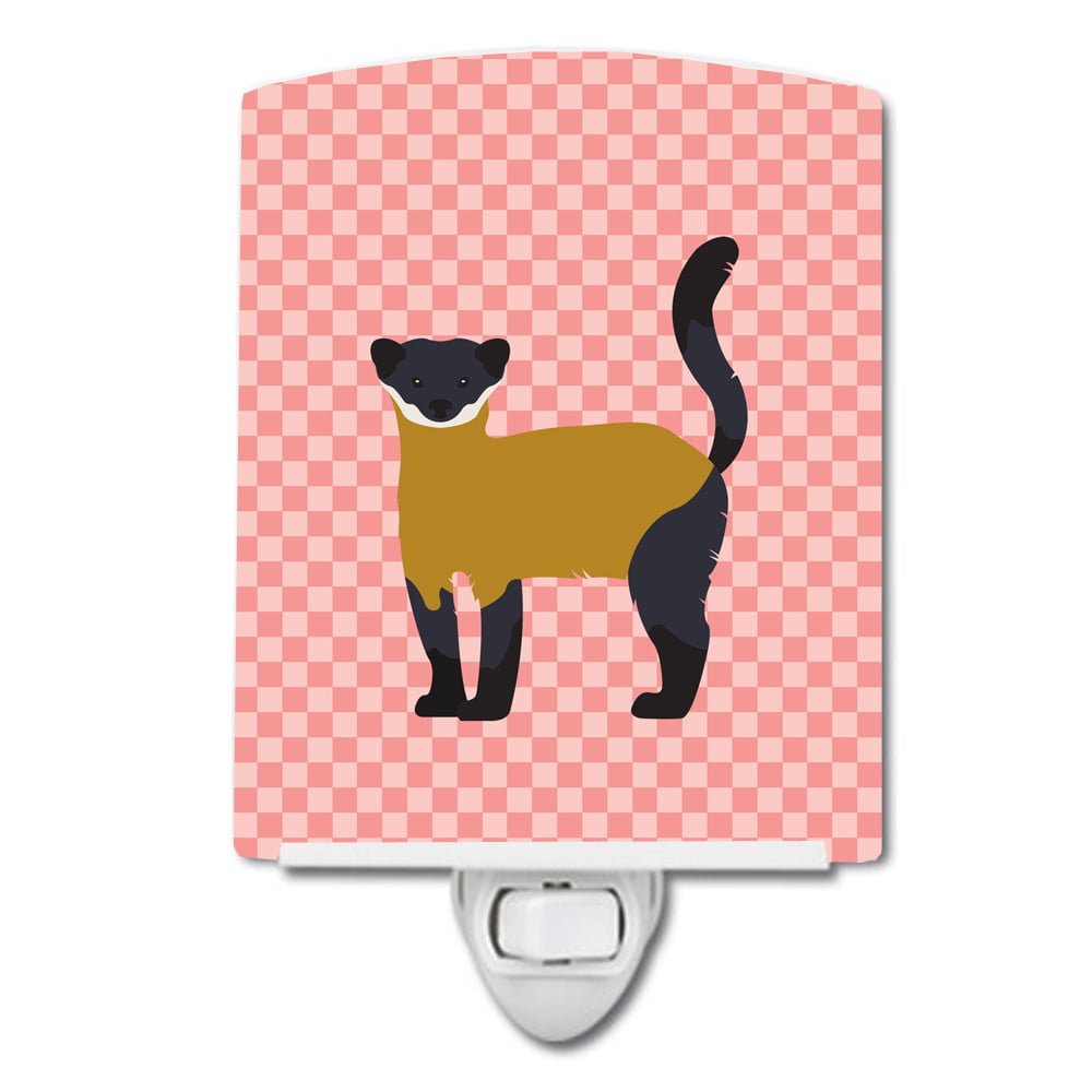 Yellow-Throated Marten Pink Check Ceramic Night Light