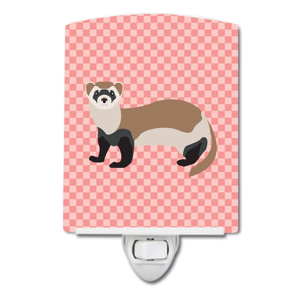 BB7878CNL Ferret Pink Check Ceramic Night Light