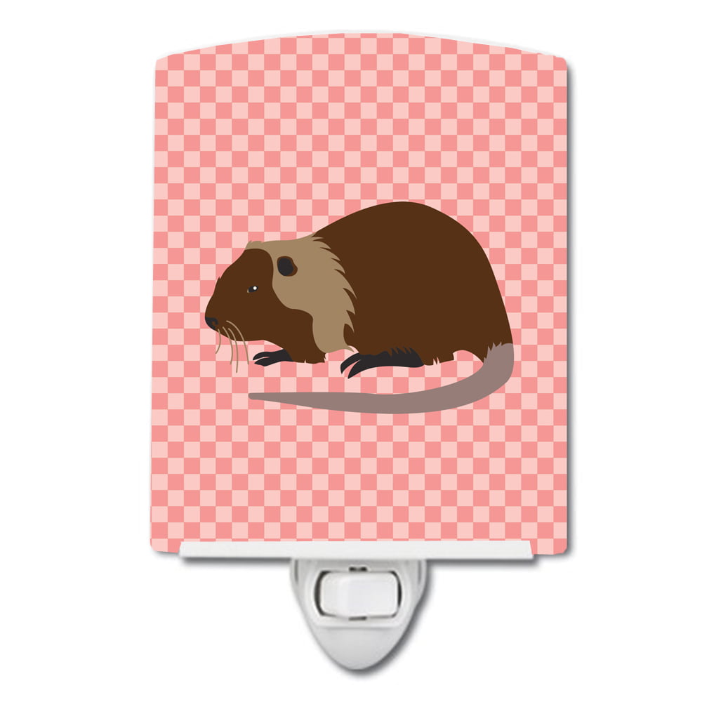 BB7879CNL Coypu Nutria River Rat Pink Check Ceramic Night Light