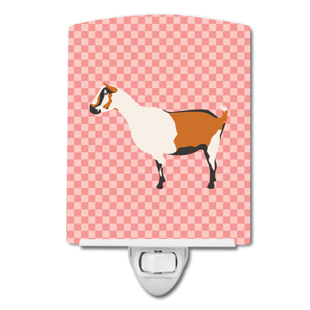 BB7880CNL Alpine Goat Pink Check Ceramic Night Light
