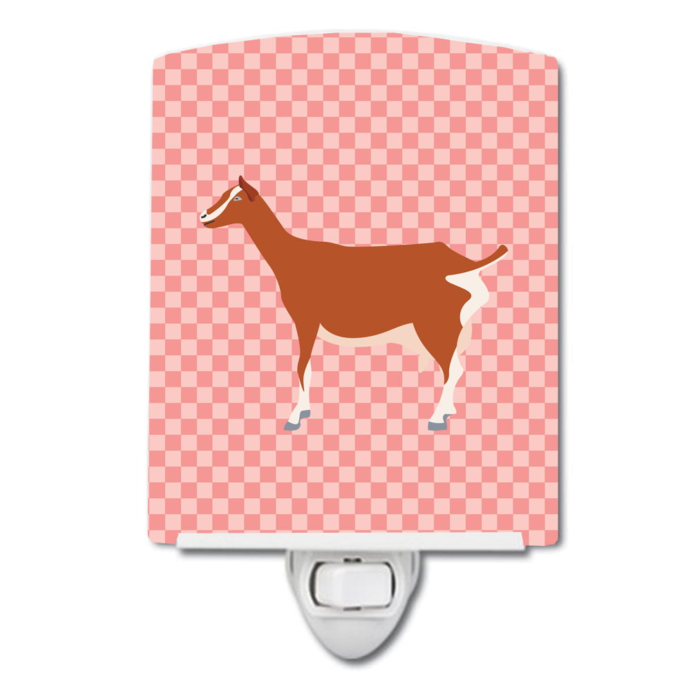Toggenburger Goat Pink Check Ceramic Night Light