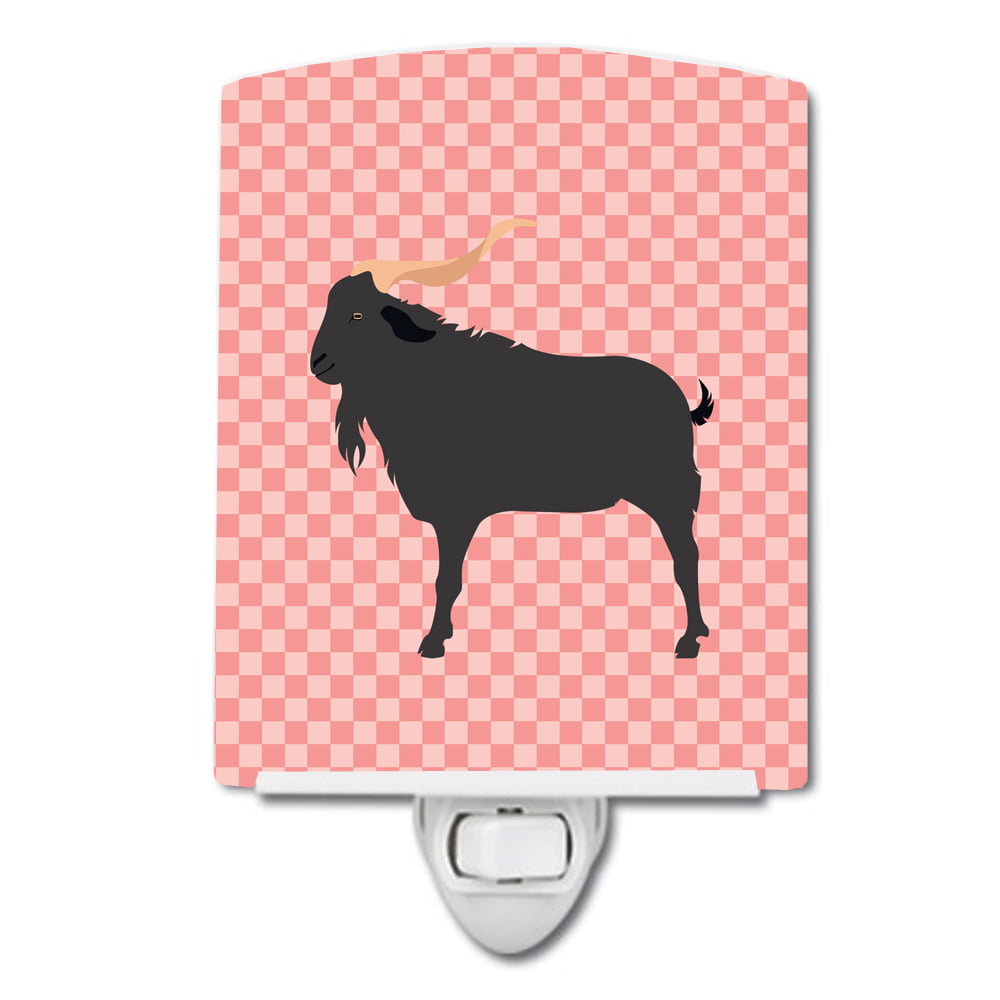 Verata Goat Pink Check Ceramic Night Light