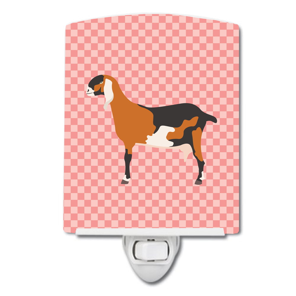 Anglo-nubian Nubian Goat Pink Check Ceramic Night Light