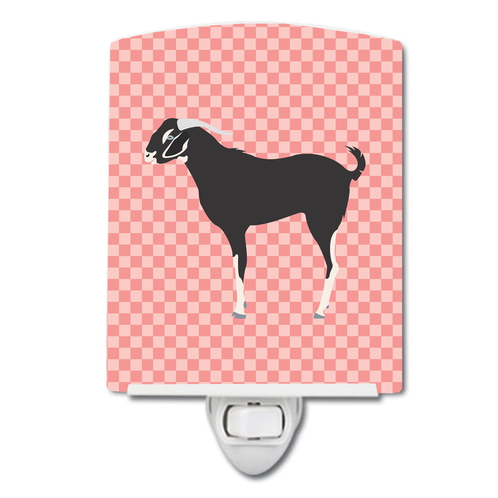 Black Bengal Goat Pink Check Ceramic Night Light