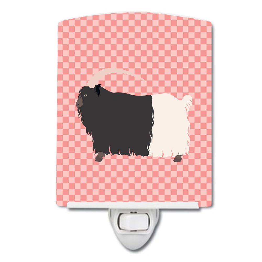 Welsh Black-Necked Goat Pink Check Ceramic Night Light