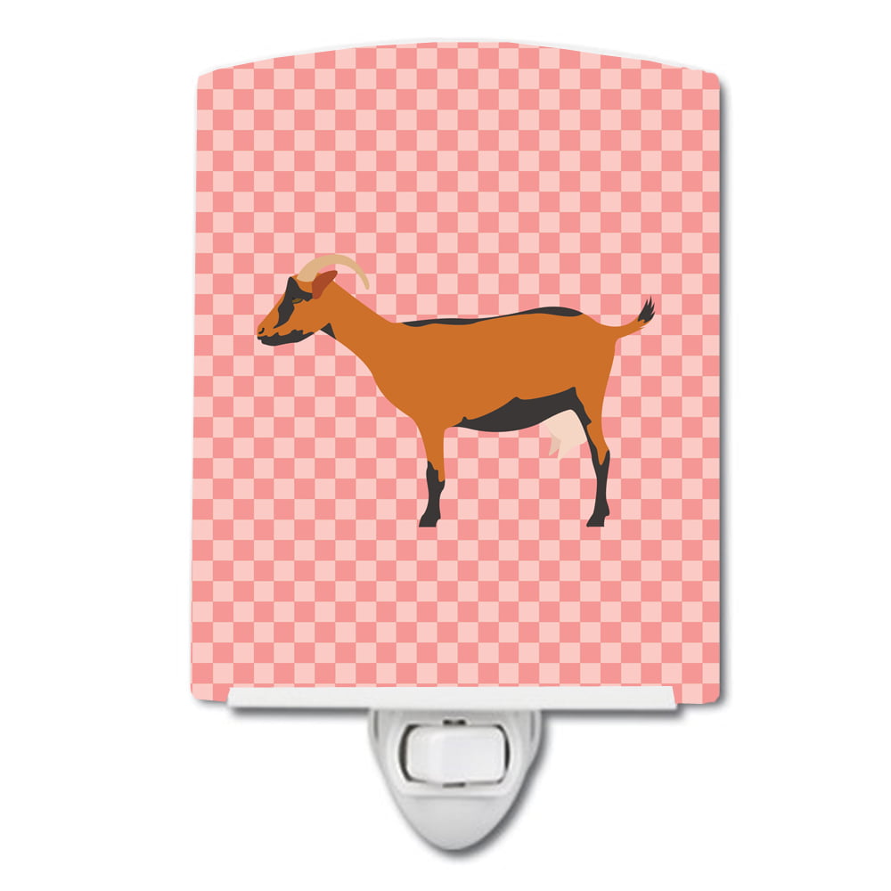 Oberhasli Goat Pink Check Ceramic Night Light