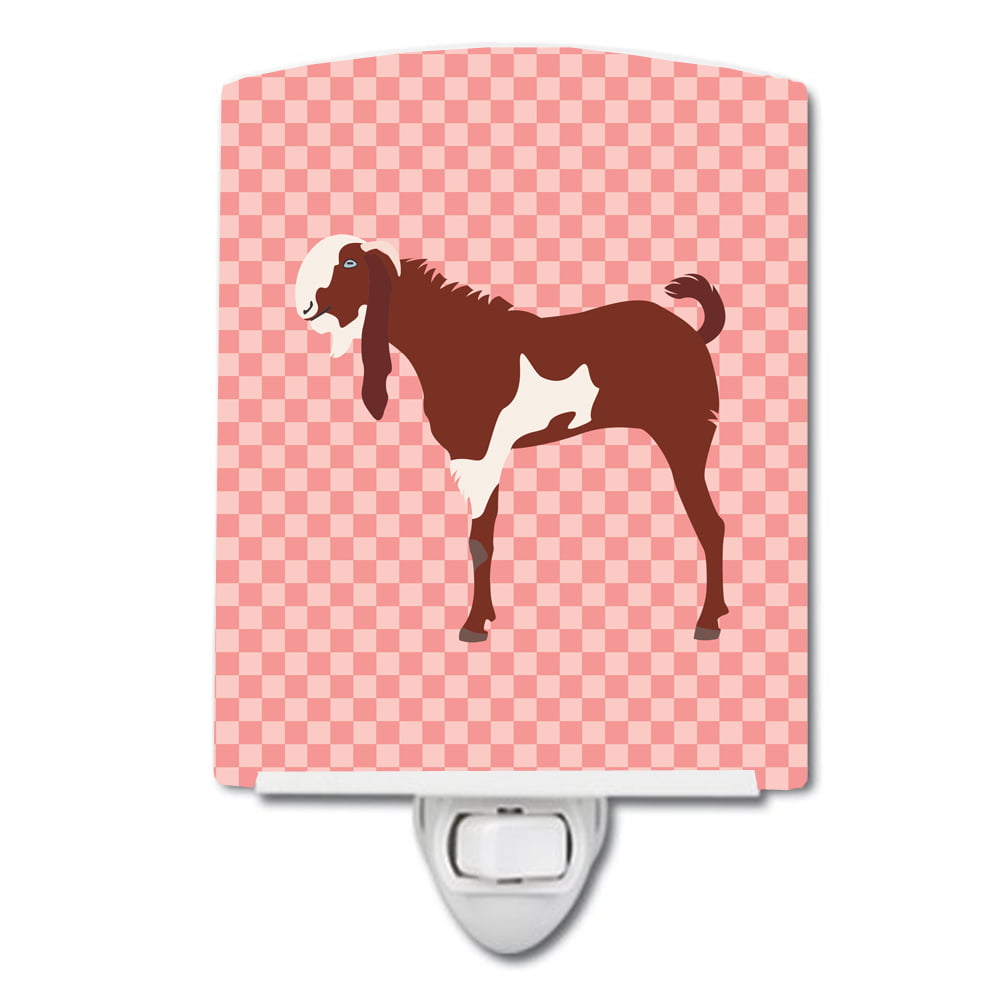 Jamnapari Goat Pink Check Ceramic Night Light