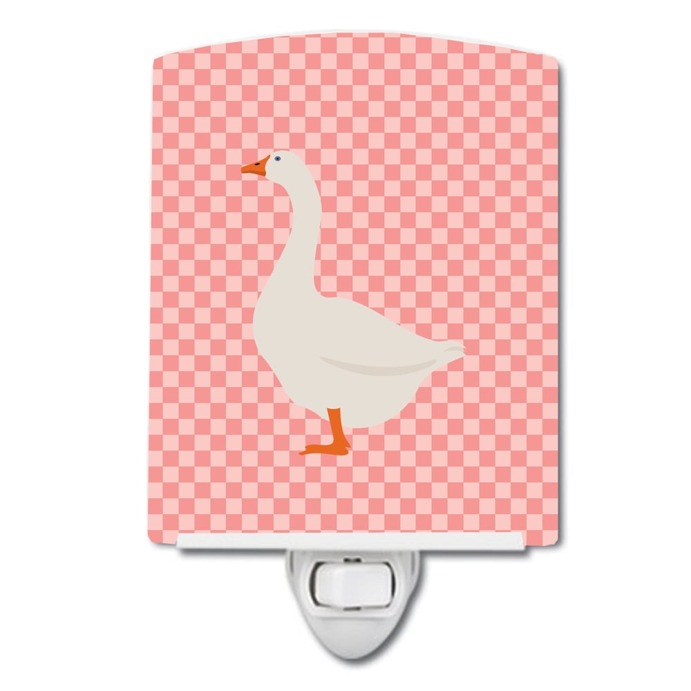 BB7892CNL Embden Goose Pink Check Ceramic Night Light
