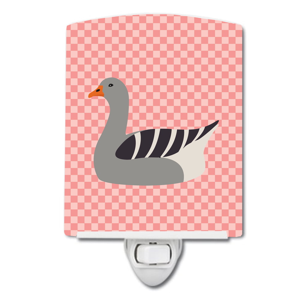 BB7893CNL Pilgrim Goose Pink Check Ceramic Night Light