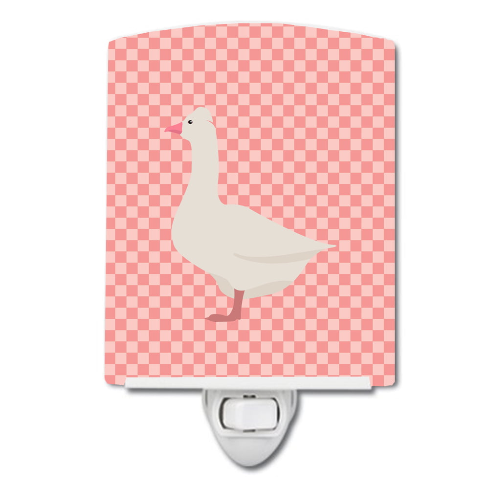 Roman Goose Pink Check Ceramic Night Light