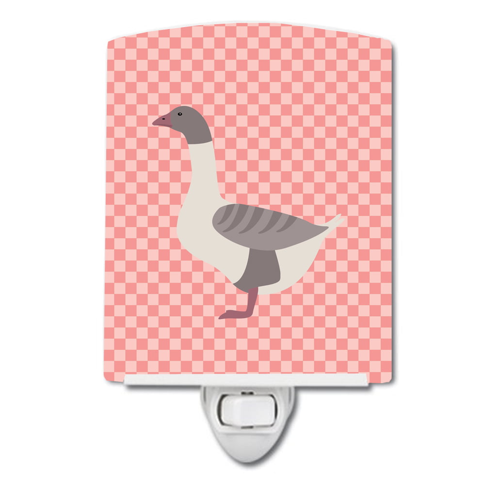 BB7901CNL Buff Grey Back Goose Pink Check Ceramic Night Light
