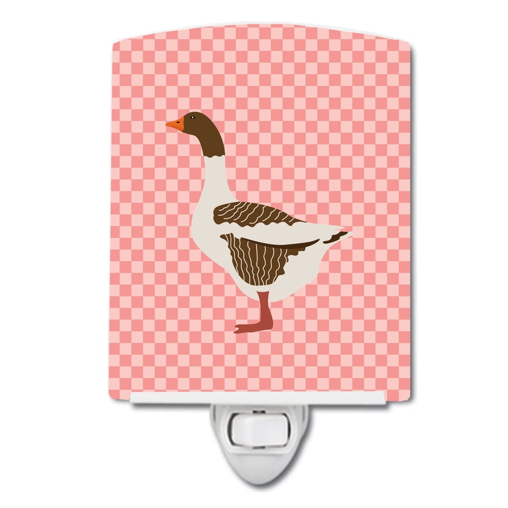 Pomeranian Rogener Goose Pink Check Ceramic Night Light