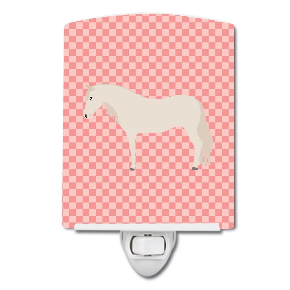 Paso Fino Horse Pink Check Ceramic Night Light