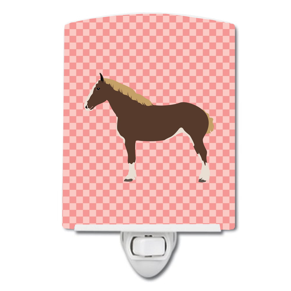 BB7906CNL Percheron Horse Pink Check Ceramic Night Light