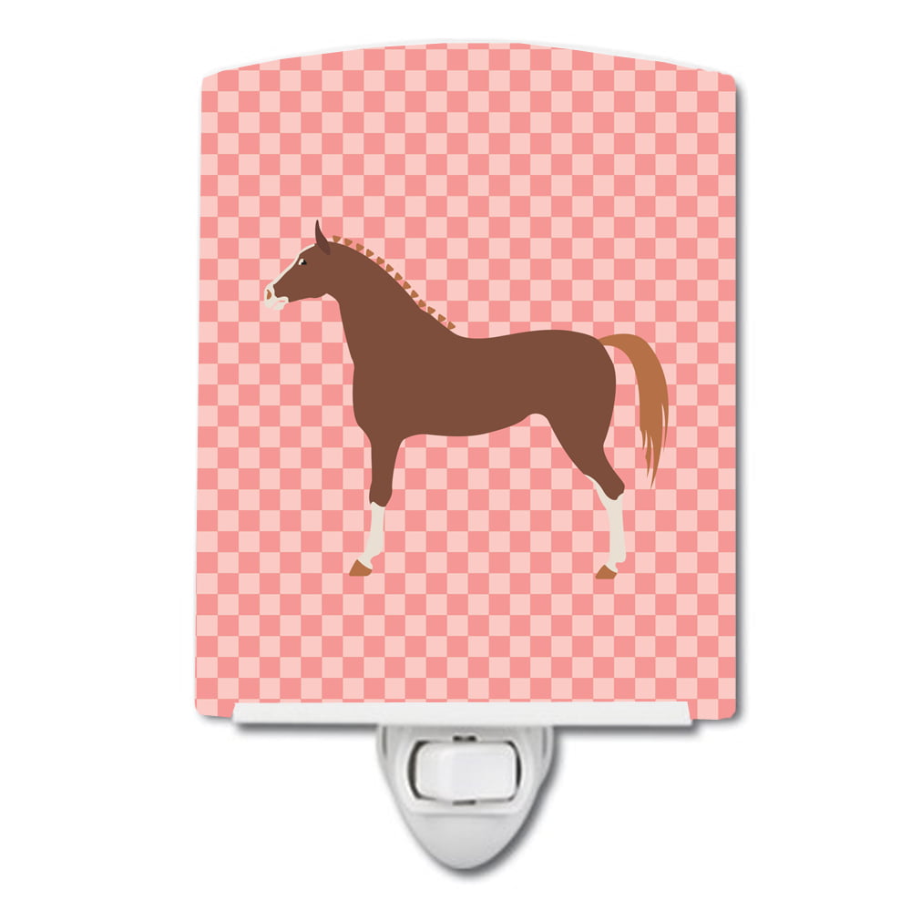 Hannoverian Horse Pink Check Ceramic Night Light