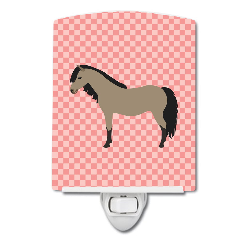 Welsh Pony Horse Pink Check Ceramic Night Light