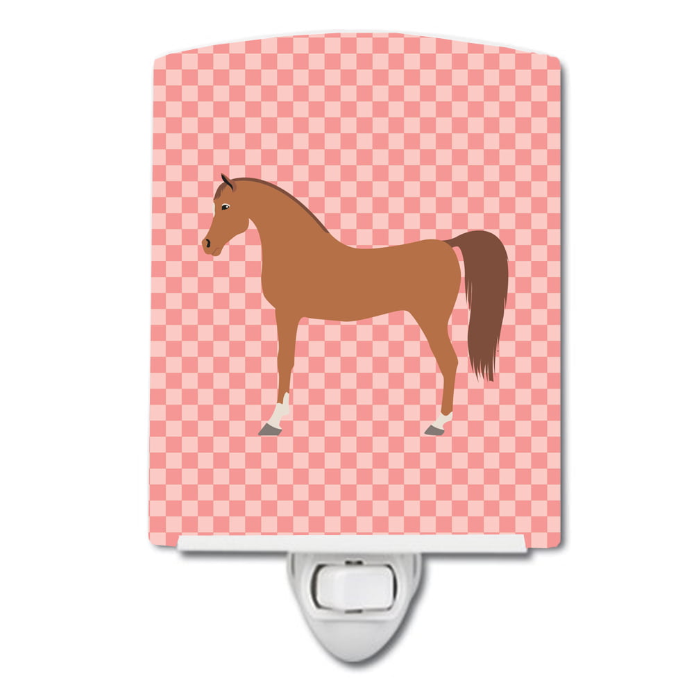 Arabian Horse Pink Check Ceramic Night Light